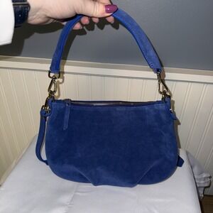 Mark and Graham Royal Blue CRESCENT SUEDE DOUBLE HANDLE CROSSBODY BAG PURSE NWOT